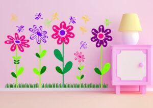 Flores y libélulas