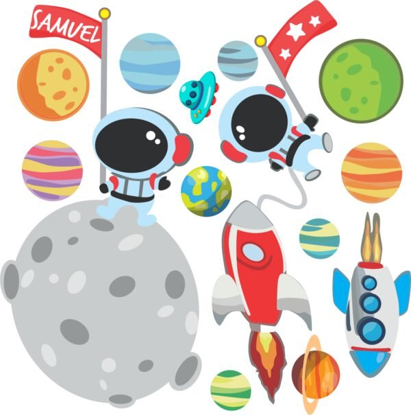 Astronauta 3 (Personalizado con uno o dos nombres)