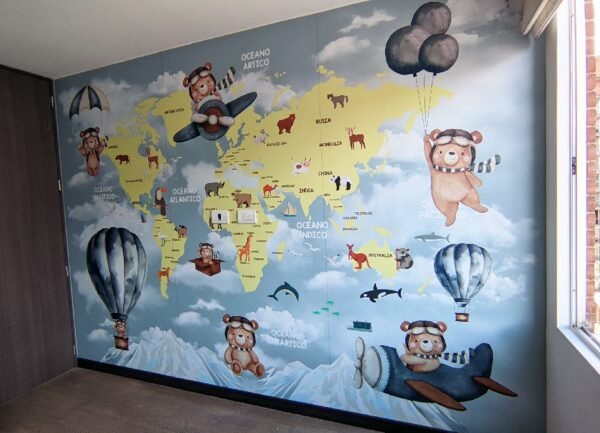 Mural Mapamundi Osos(Valor por M2)